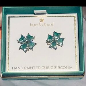 True to Form Green Shamrock Cubic Zirconia Earrings